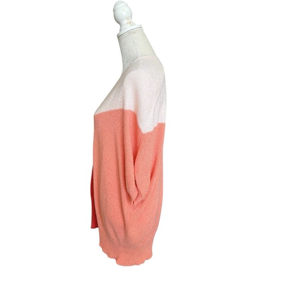 Skies are Blue Short Sleeve Cardigan Women's Med Open Front Orange Color Block - Picture 3 of 11
